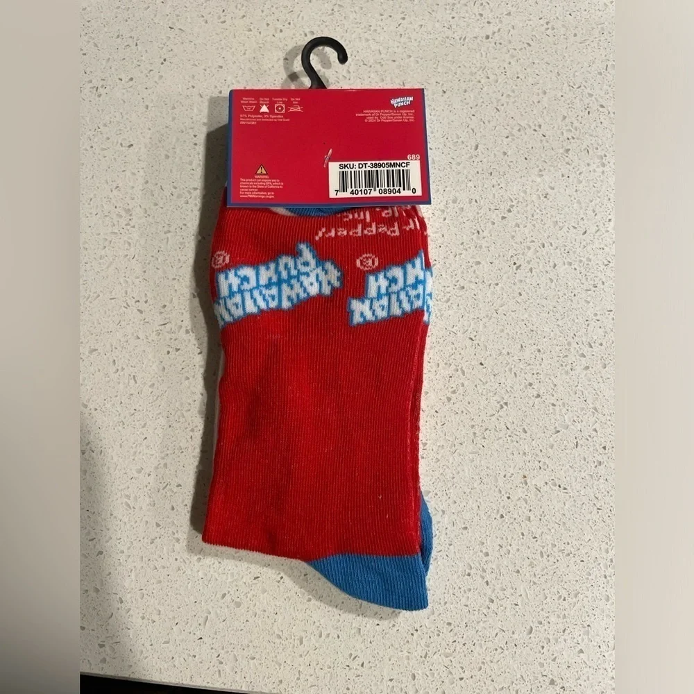 Hawaiian Punch novelty blue and white Crew Socks size 6-12